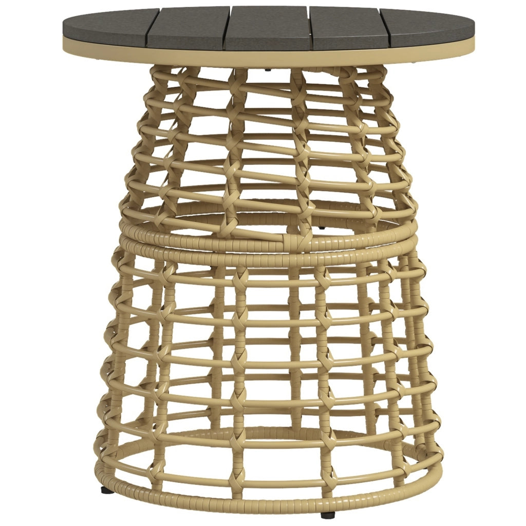 Tavolino da giardino rotondo ¨C zephmum ¨C effetto rattan, metallo, piano composito, 45x50 cm