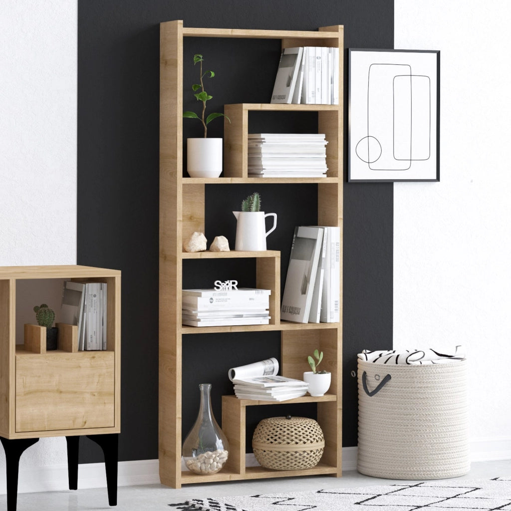 Libreria in legno "Megg" - 60 x 15 x 150 cm - Rovere