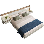 Letto Matrimoniale 160×200 cm; 2 Posti con 2 Comodini LED; USB; Tipo C e Presa; senza Materasso