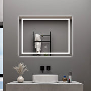 AICA Specchio da bagno  80 x 60 cm, dimmerabile, interruttore touch, Funzione Memoria, antiappannamento