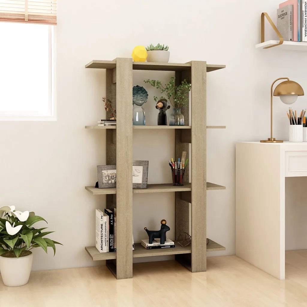 Libreria Divisorio-Scaffale per Libri-Mobile di Stoccaggio Rovere Sonoma 80x30x123,5 cm