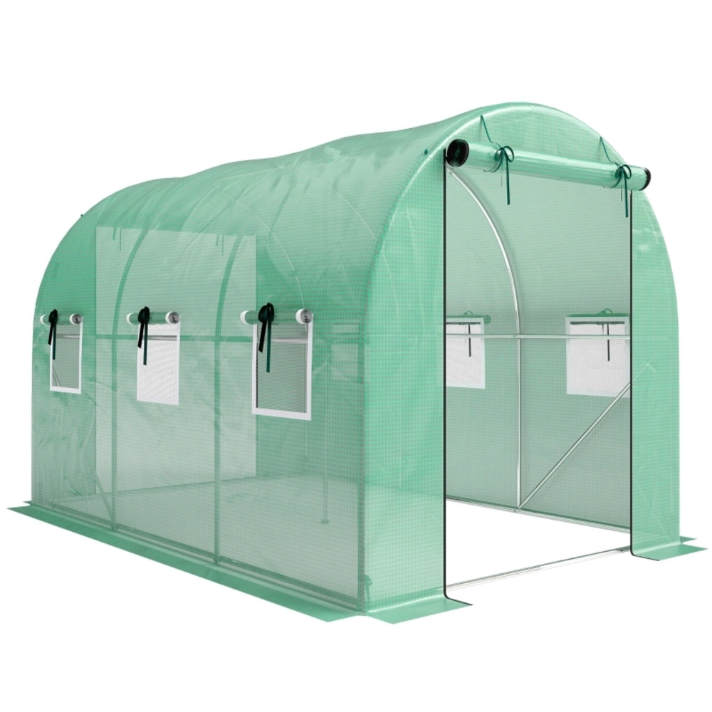 SERRA 200x300x200 cm in PE Verde con 2 porte arrotolabili e 6 finestre