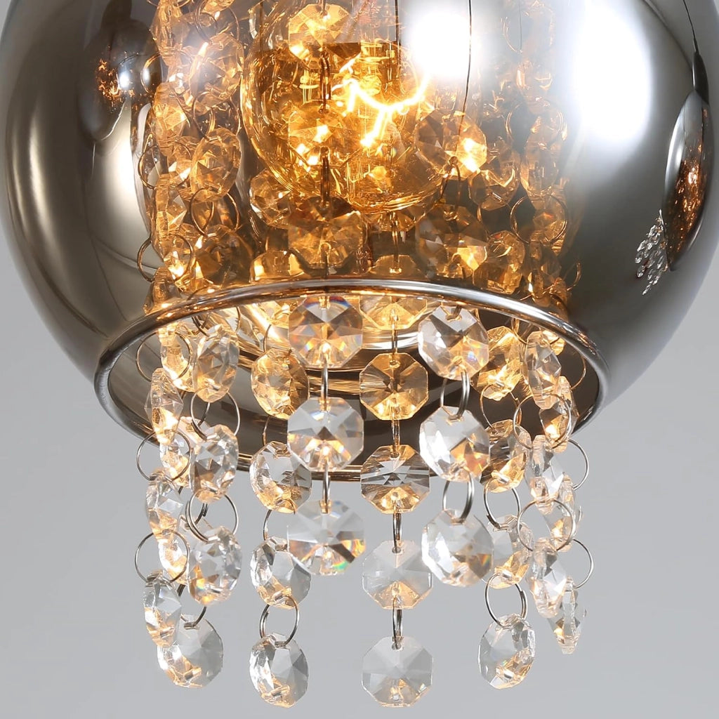 Lampada a sospensione ZMH per sala da pranzo 3 fiamme E27 cristallo Ruachgrau Lampada a sospensione per camera da letto
