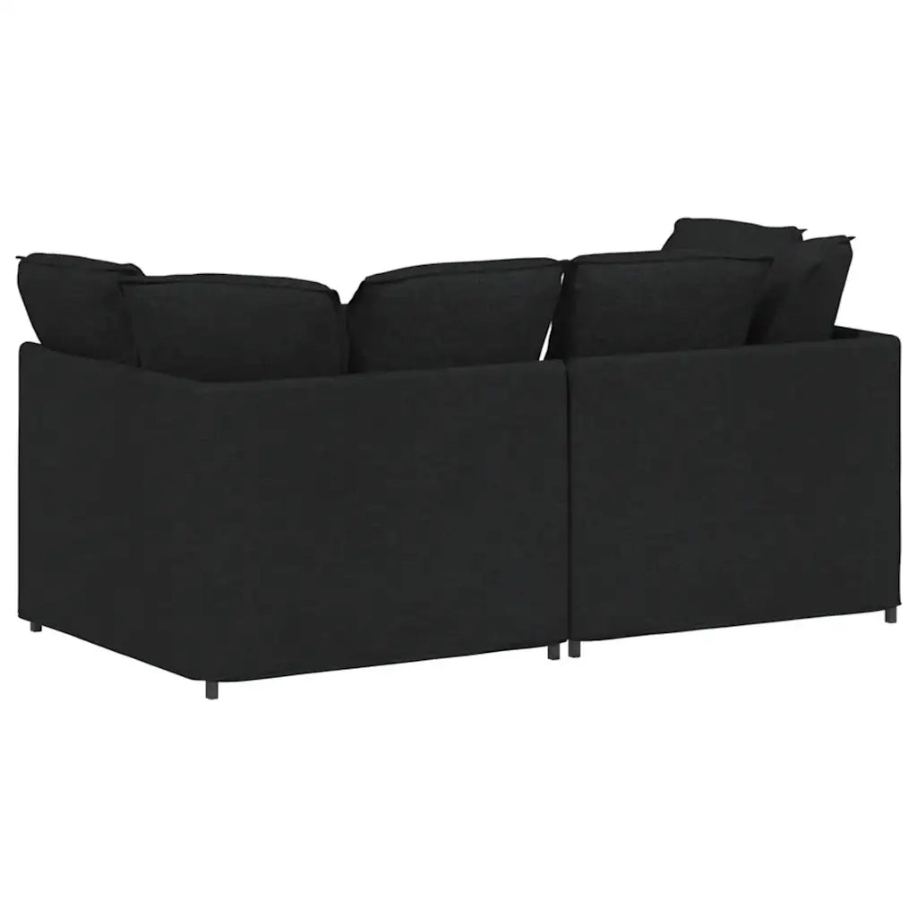Divano | Divano da soggiorno | Sofa Modulare con Cuscini in Tessuto Nero