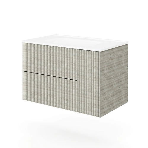 Base sospesa con cassetti cm 80 mod. TRIO CANNETTATO - Grigio Antico