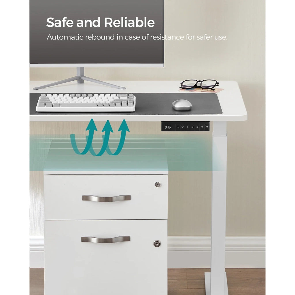 Telaio per scrivania elettrico gambe per scrivania sit-stand senza piano del tavolo con gancio regolabile in altezza in continuo funzione memory acciaio bianco 12_0004701