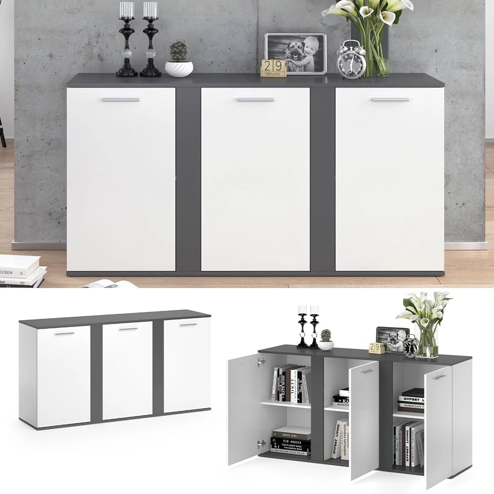 Credenza Novelli, Antracite, 40 x 80 cm con ante, adatto per riporre abiti e oggetti per la casa