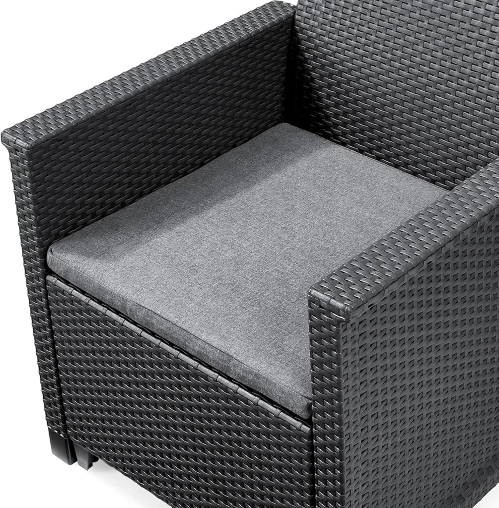 Salottino da Esterno Emma Balcony Set 3 Pezzi in Resina Effetto Rattan Colore Graphite con 2 Poltrone e Tavolino Keter