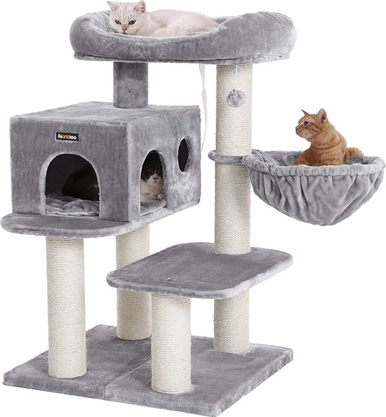 Torrone per gatti / palo per granchio - attrezzo per gatti con torre di gioco, centro di attività stabile e stabile, albero per gatti con amaca e grazioso rifugio per gatti