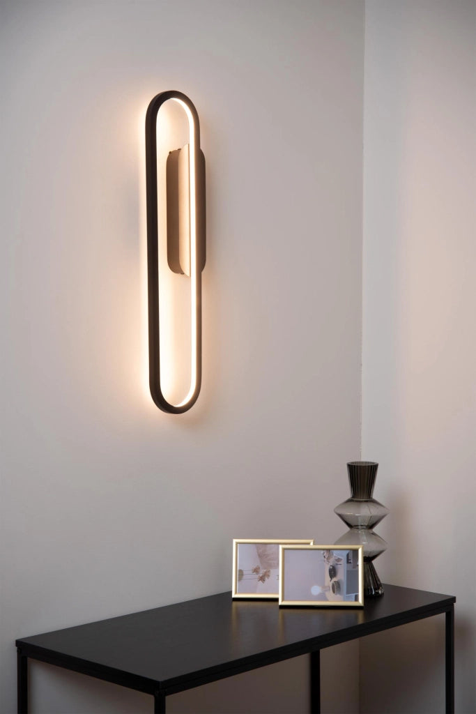 Applique LED integrato ovale nera alluminio THELMA Lucide