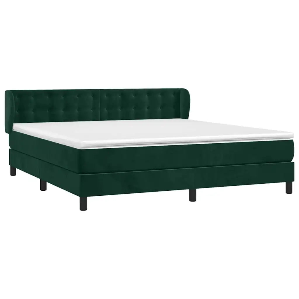 Giroletto a Molle con Materasso Verde Scuro 160x200 cm Velluto 3127742
