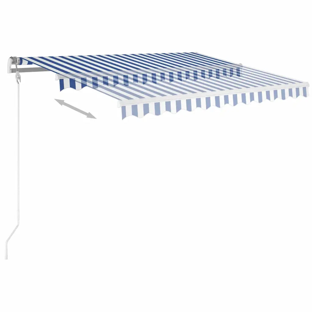 Tenda da Sole Retrattile Manuale con LED 3,5x2,5m Blu e Bianca