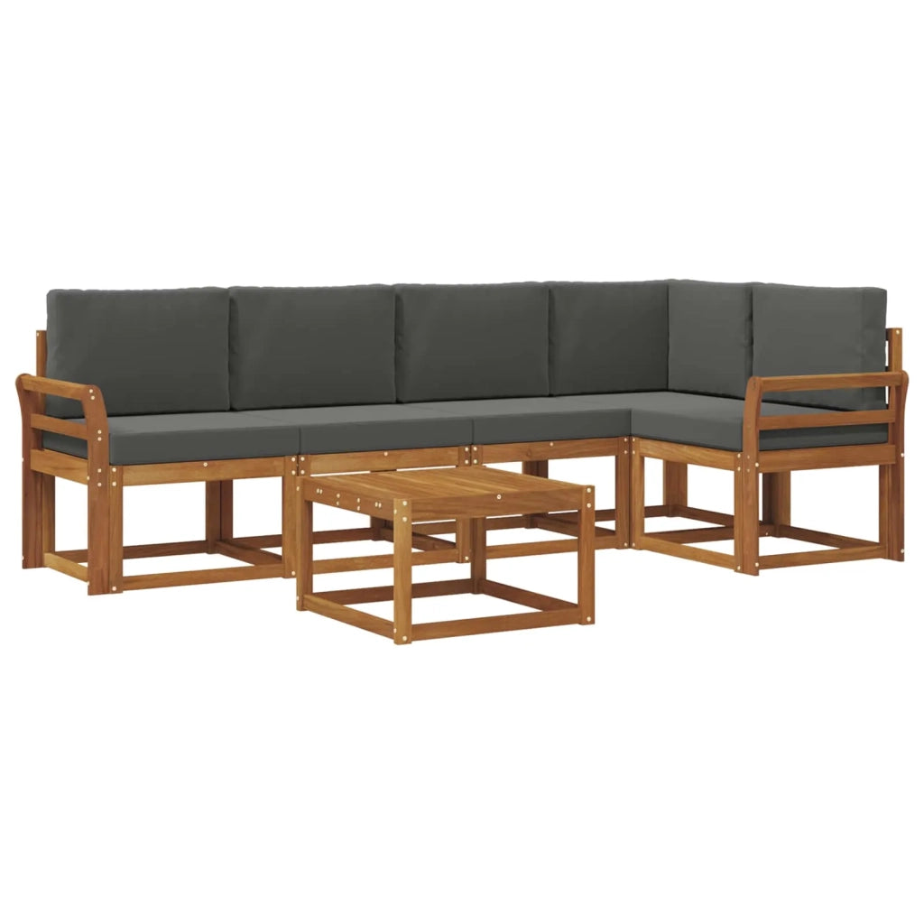 Set di divani da esterno con cuscino 6 pcs Naturale e Antracite
