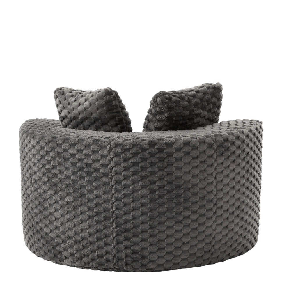 Poltrona con pouf senza montaggio in tessuto con seduta ergonomica moderna grigio scuro 130 × 115 × 103 cm