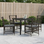 Set da pranzo per esterni 5 pz Nero polyrattan 3448912