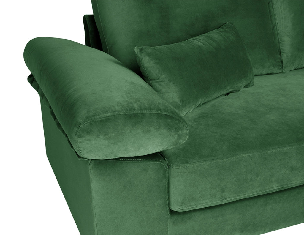 Divano angolare 3 posti con chaise longue destra velluto verde scuro - Washington - DI-WA30VLT-CLDX