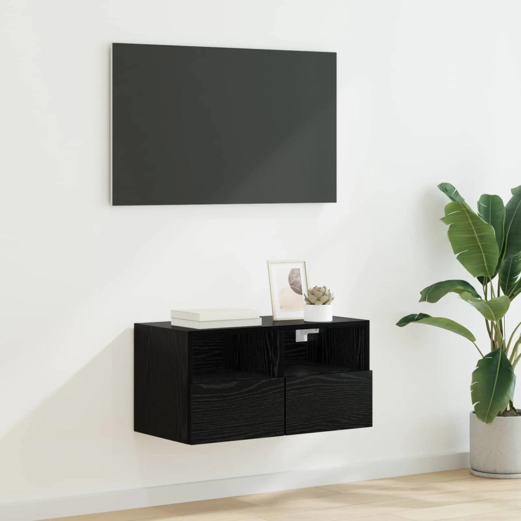 Mobile TV da parete Rovere Nero 60 x 30 x 30 cm 882926