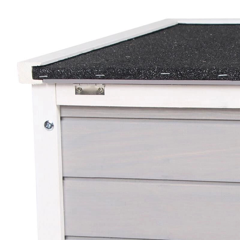 GABBIA PER CONIGLI IN LEGNO DA ESTERNO CON TETTO IN ASFALTO E RAMPA ANTISCIVOLO, 42X51X43CM, GRIGIA