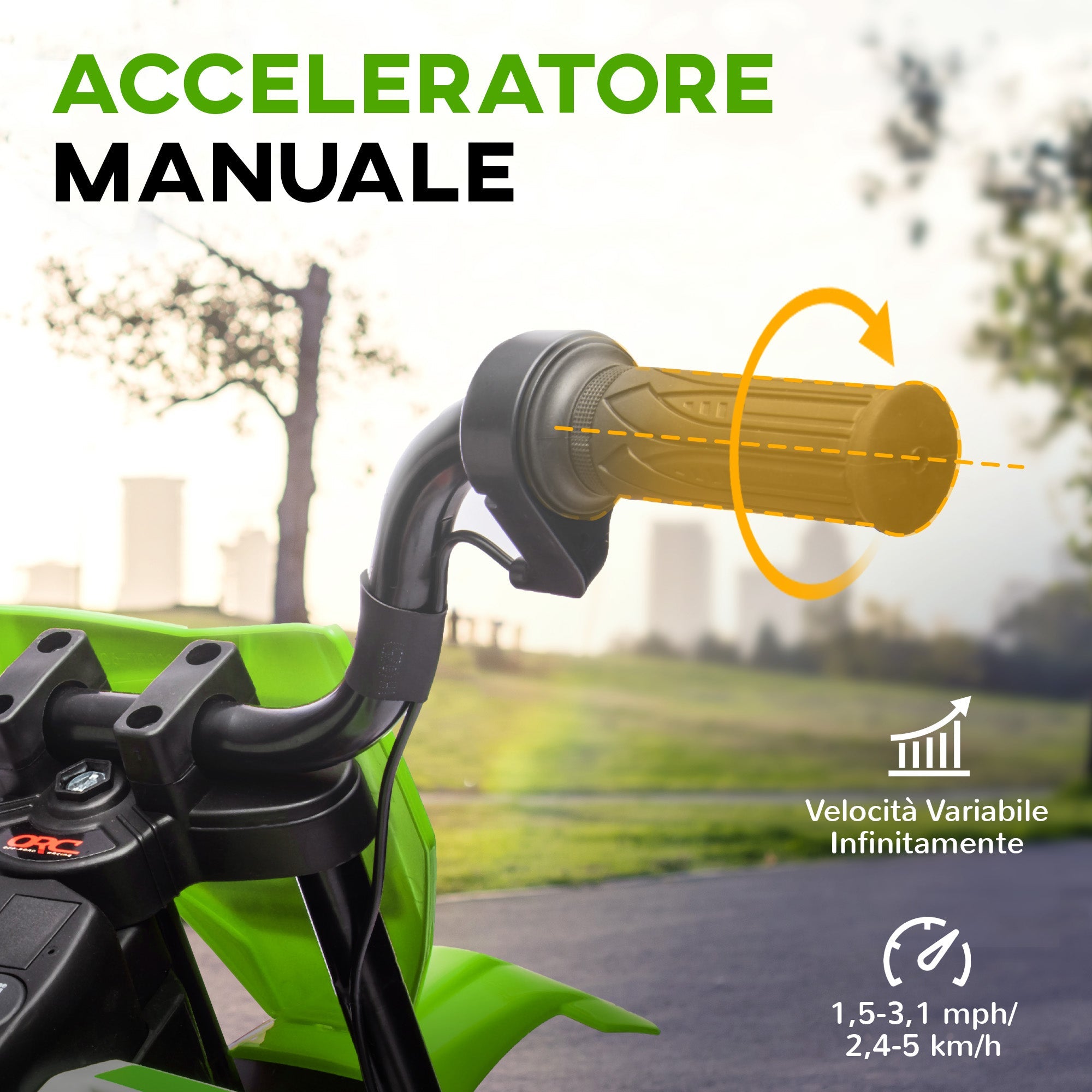 Moto Elettrica per Bambini con Rotelle e Indicatore di Carica Verde