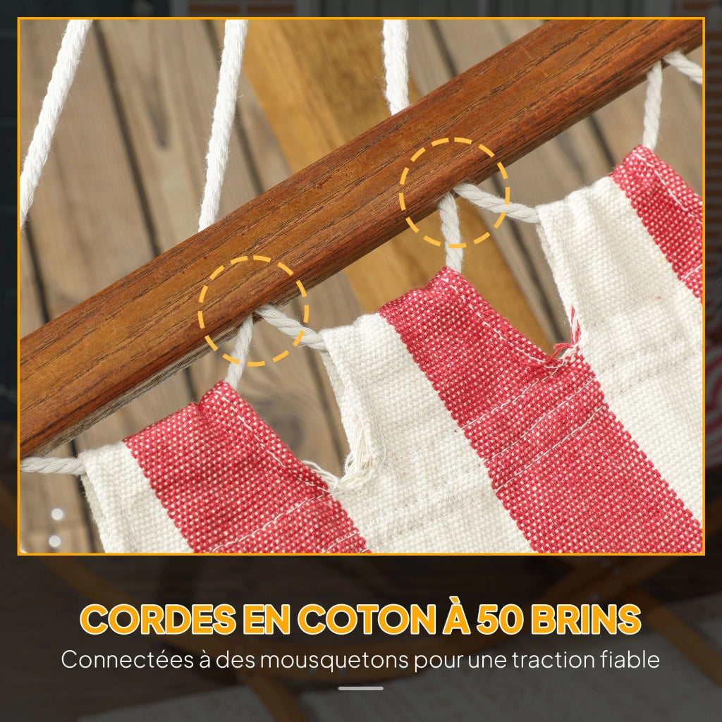 Amaca con supporto in legno e cuscino ¨C zephmum ¨C rosso e bianco 310x118x120cm