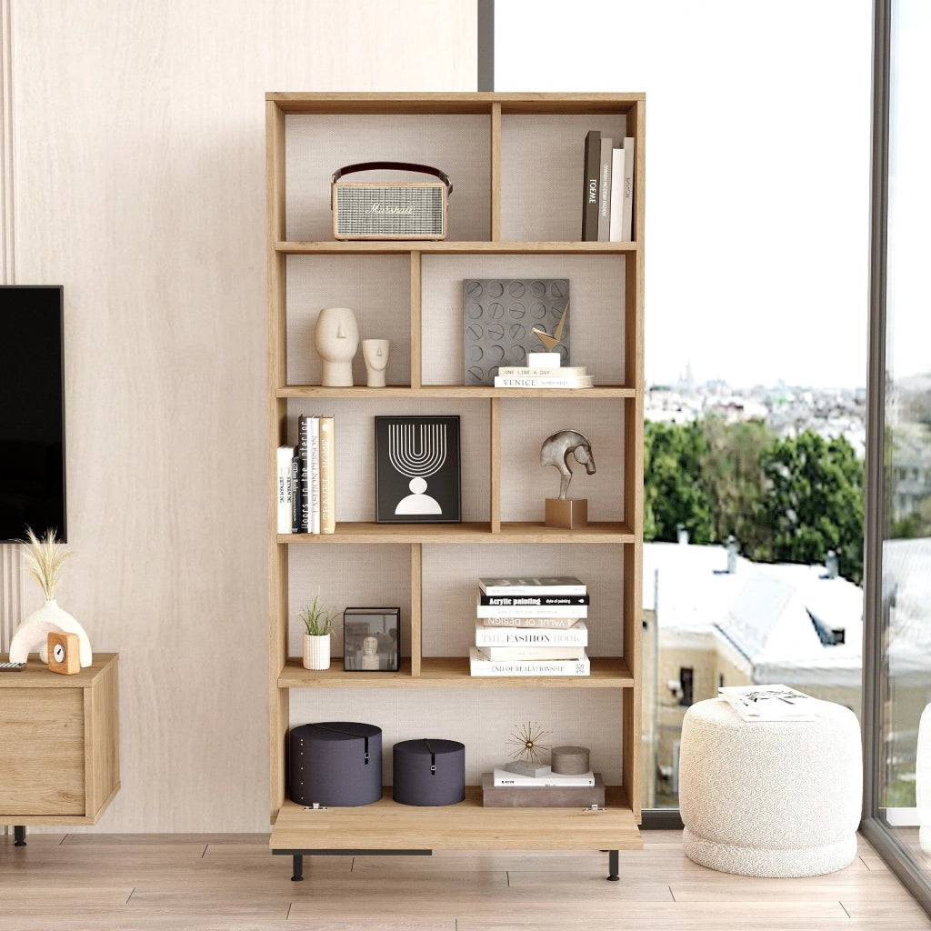 Libreria in legno "Calvin" 83,9 x 29,5 x 175,6 cm - Noce