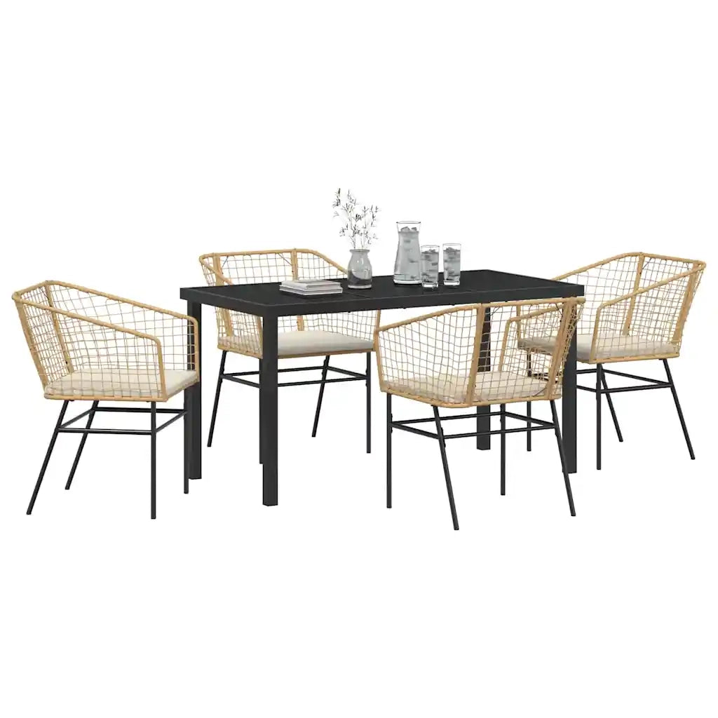 Set da Pranzo per Giardino 5 pcs Marrone polyrattan 3380913
