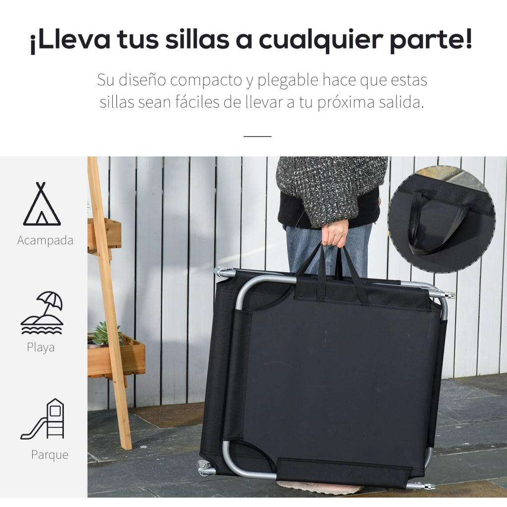 Tumbona Pieghevole Esterno con Respaldo Regolabile ¨C zephmum ¨C Nero 187x55x24