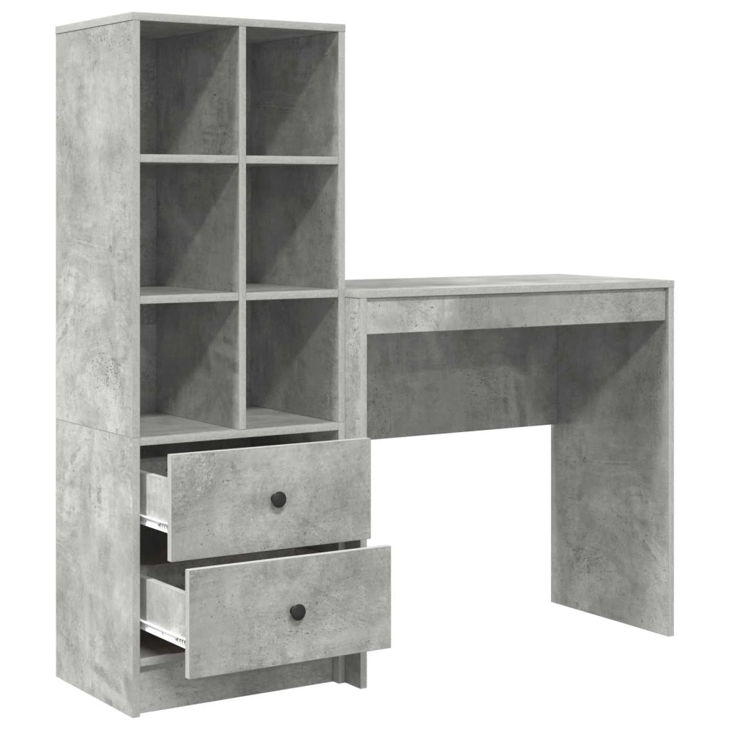 Scrivania con cassetto con lo scaffale 2 pcs Grigio cemento 3337316