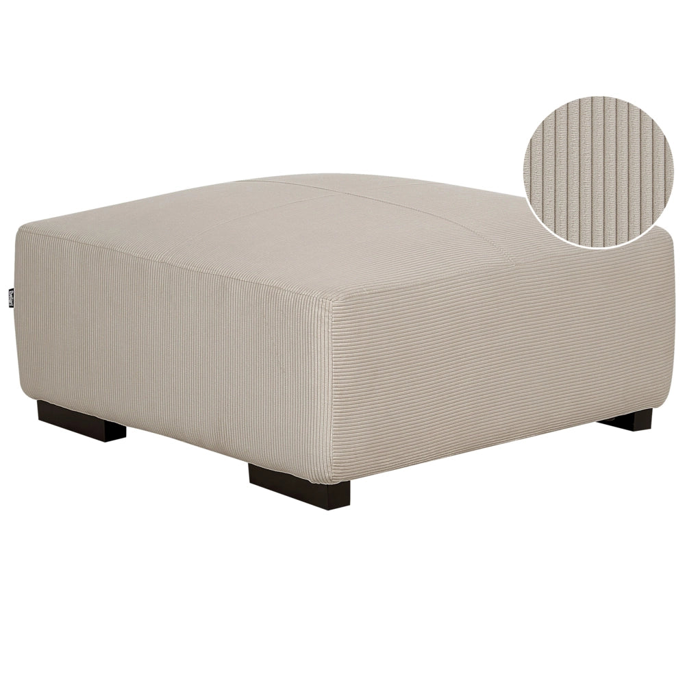 Ottomana moderna quadrata in velluto a coste beige 80 x 80 x 35 cm stile Contemporaneo soggiorno