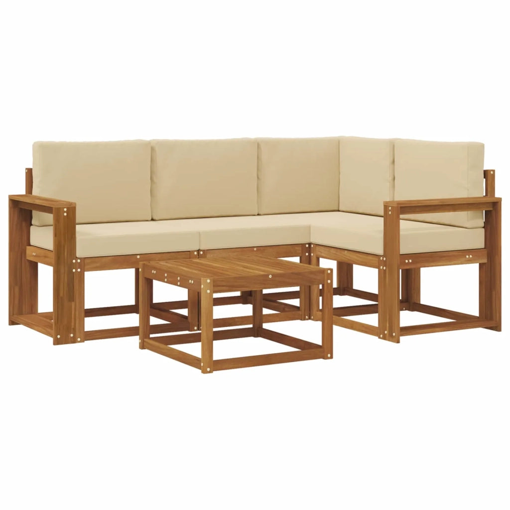 Set di divani da esterno con cuscino 5 pcs Naturale e Beige 3366366