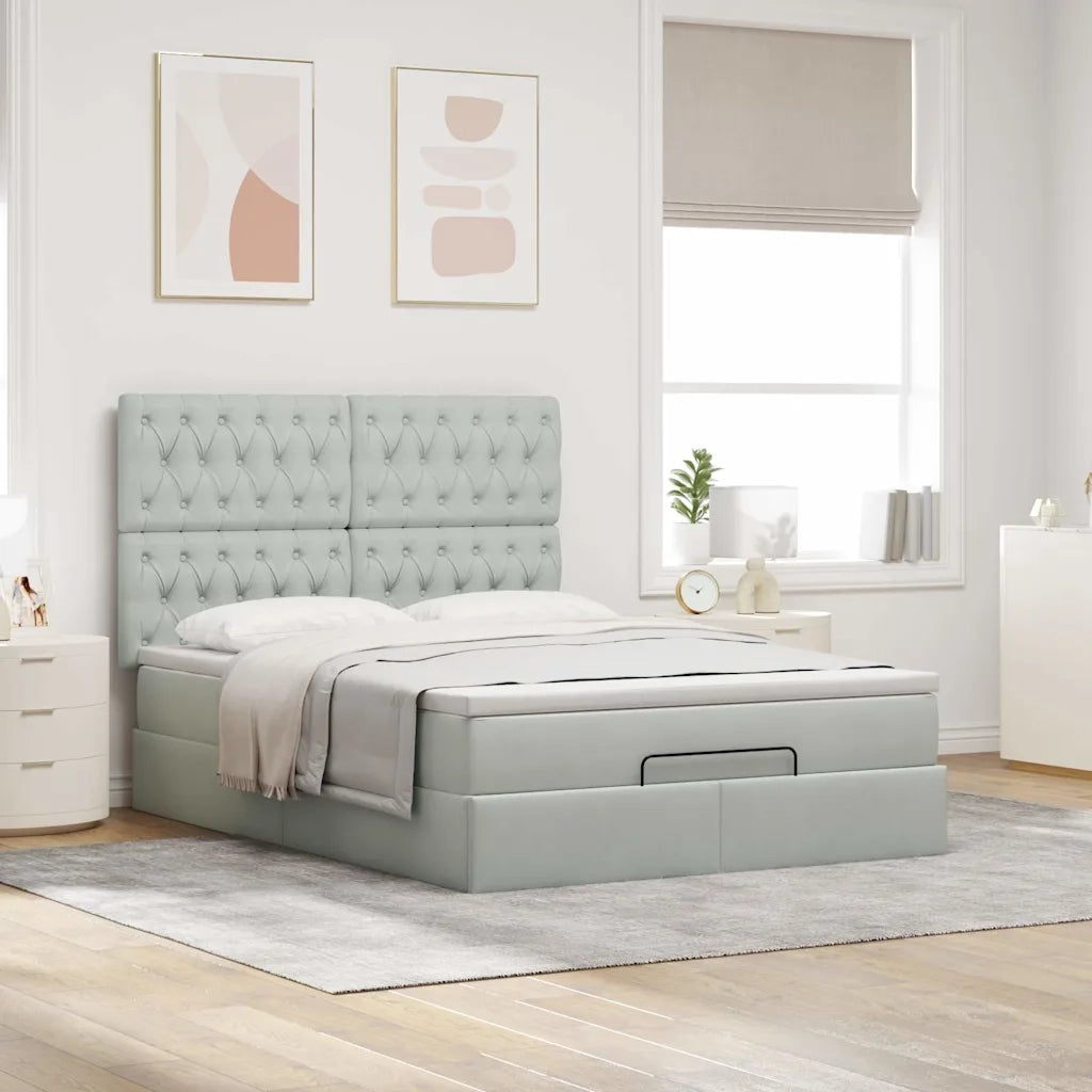 Struttura Letto Pouf con Materassi 140x190 cm Velluto 3313541