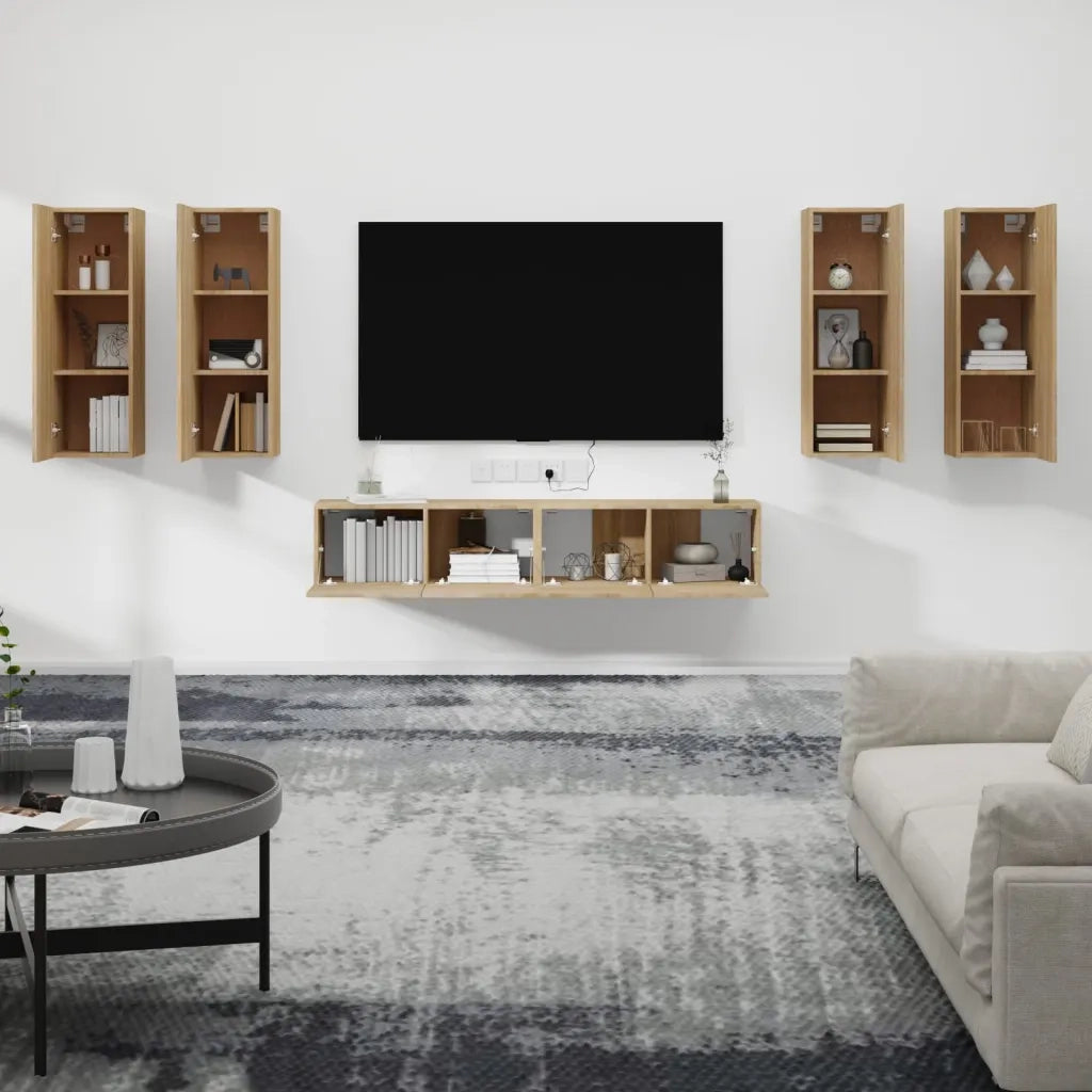 Set di Mobili Porta TV 6 pz-Set di 6 Credenza per TV Rovere Sonoma in Legno Multistrato 478858