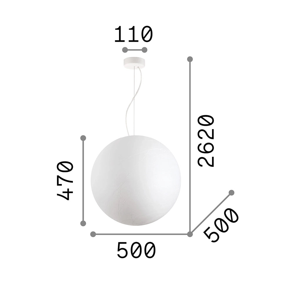 Sospensione Moderna Carta Metallo Bianco 1 Luce E27 D50Cm