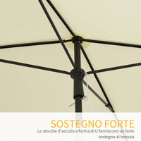 Ombrellone da Giardino 2x1.25 m Palo Ø28 mm in Alluminio Inclinabile Crema
