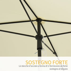 Ombrellone da Giardino 2x1.25 m Palo Ø28 mm in Alluminio Inclinabile Crema
