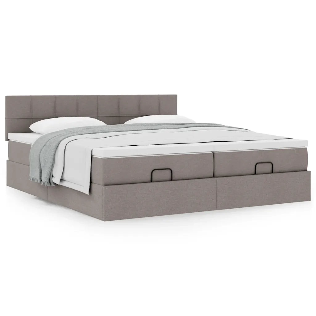 Struttura Letto Pouf con Materassi Tortora 180x200cm in Tessuto 3311998
