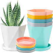 Vaso di plastica decorativo in 13 cm con controllo radice e coperchio (6 colori)