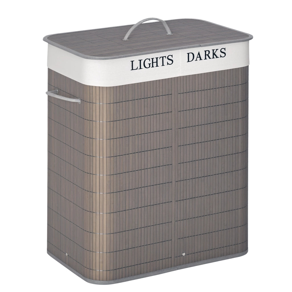 Cestino per Biancheria in Bamb¨´ 100L ¨C Zephmum ¨C Grigio 52x32x63 cm