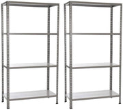 Set 2 Scaffali in Metallo 4 Ripiani 90x40x170 cm  Grigio