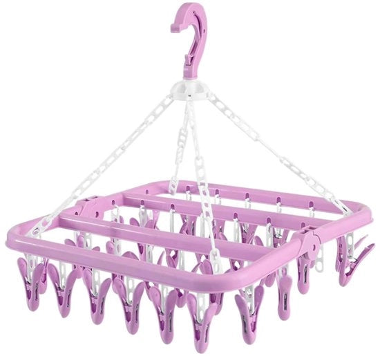 Asciugacapelli Opvougbile con 32 clip Asciugamani e Hanger per Intimo e Pantofole (Rosso)