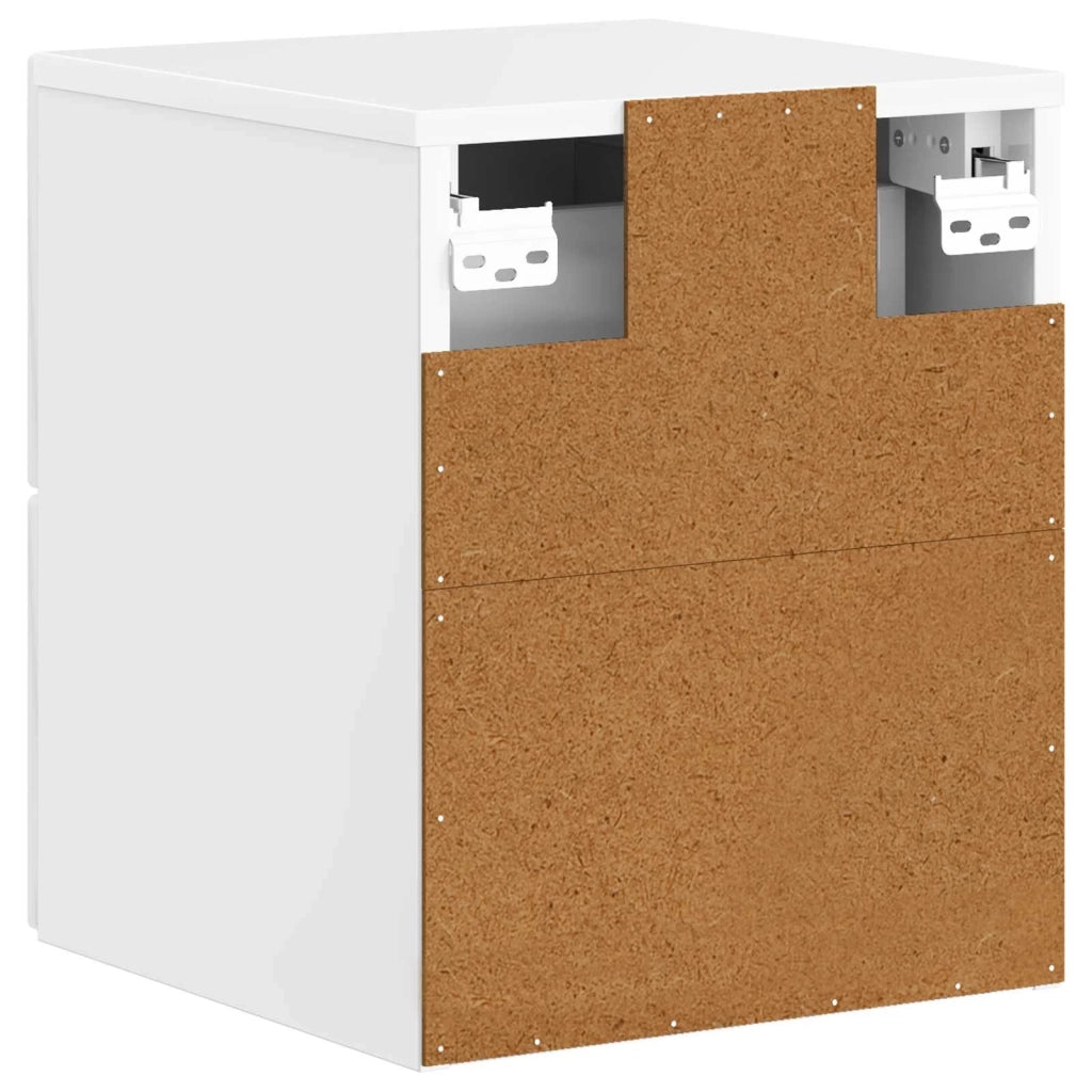 Mobiletto da notte a muro Bianco Lucido 34,5 x 33 x 40 cm