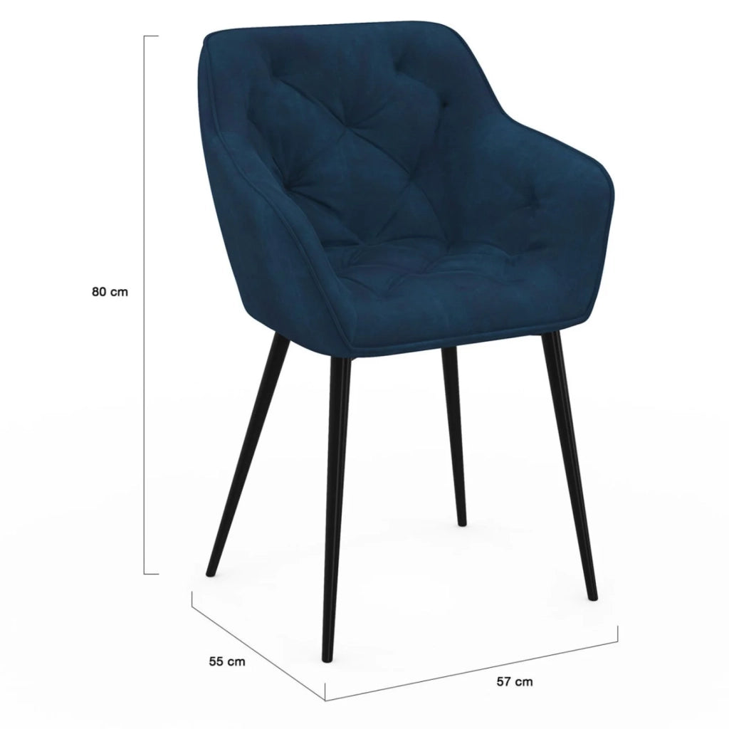 IDMarket - Set di 2 sedie da pranzo, poltrone imbottite LYA in velluto blu petrolio