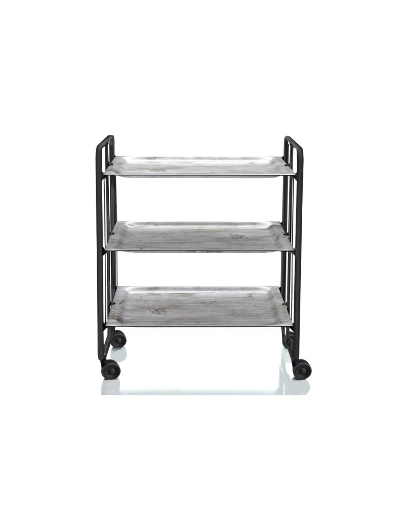 Carrello da cucina pieghevole nero con ruote BAUHAUS 3 ripiani