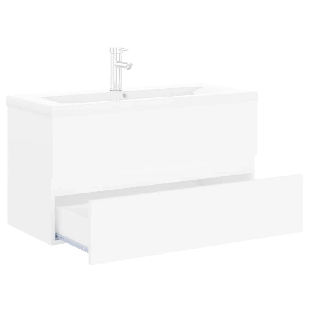 Mobile con Lavabo Integrato Bianco in Legno Multistrato