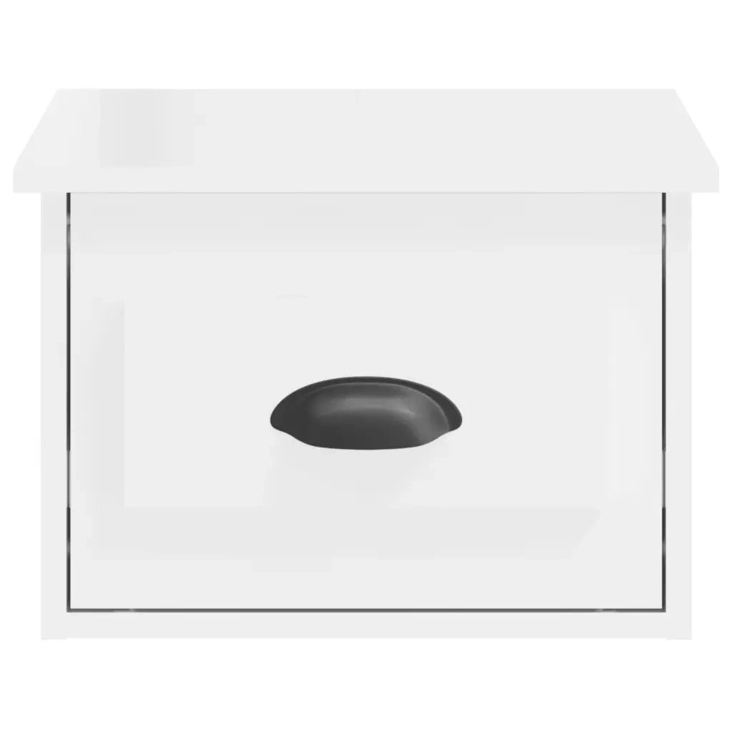 Comodino | Armadio da Notte | Mobiletto da notte a Parete Bianco Lucido 41,5x36x28 cm