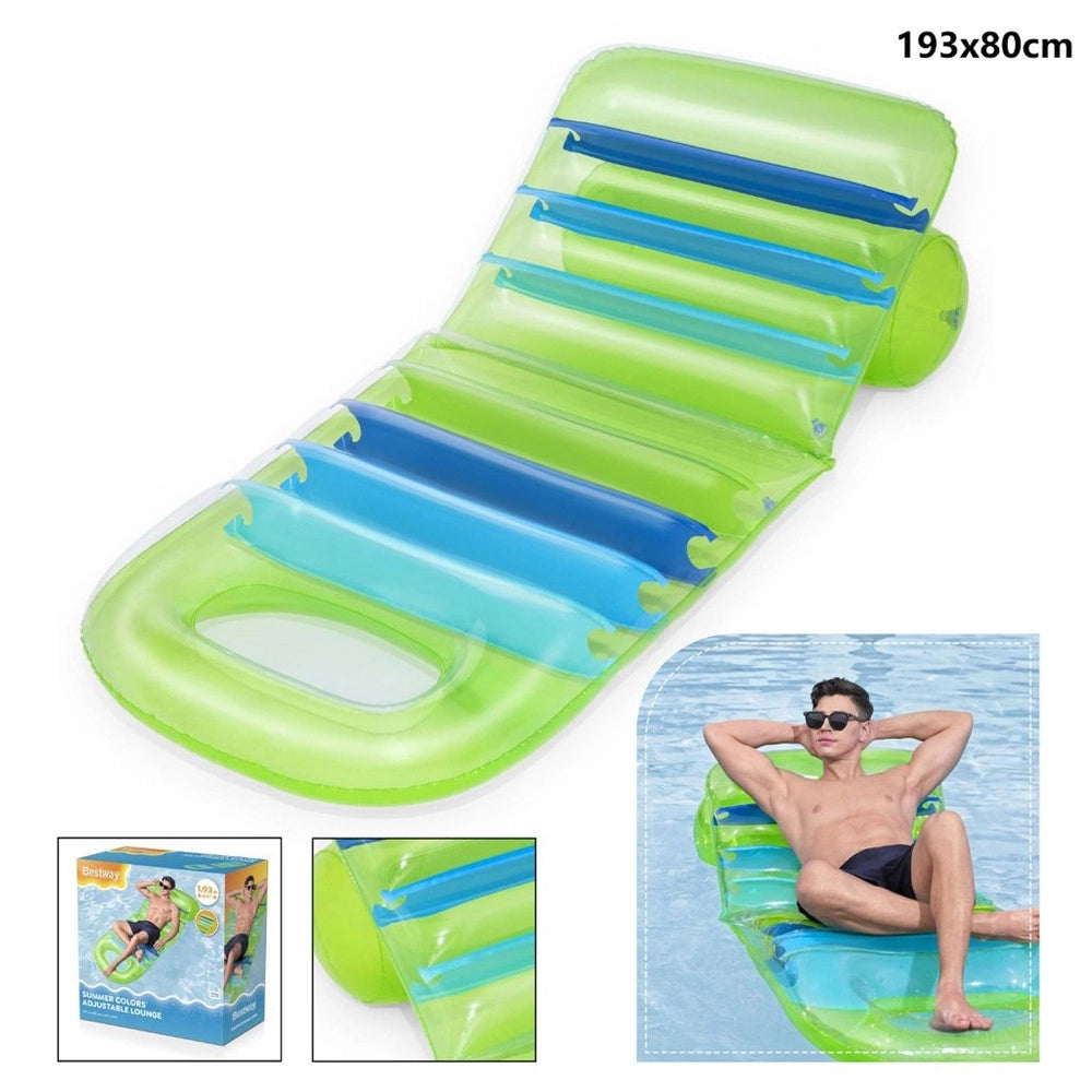 Trade Shop - Lettino Materassino Galleggiante Gonfiabile Regolabile Lounge 193x80cm Piscina Mare 43962 -