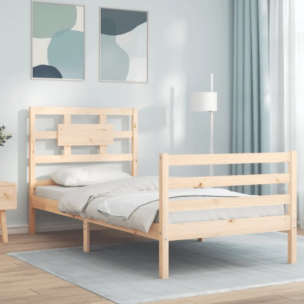 Giroletto con Testiera-Struttura Letto con testiera 90x200 cm in Legno Massello 535457