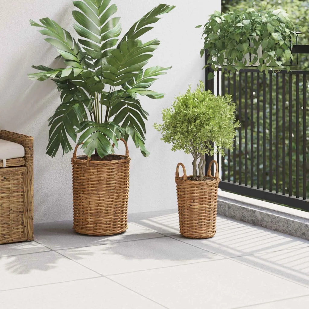 Cesto per Piante con archiviazione 2 pcs Marrone Rattan Kubu
