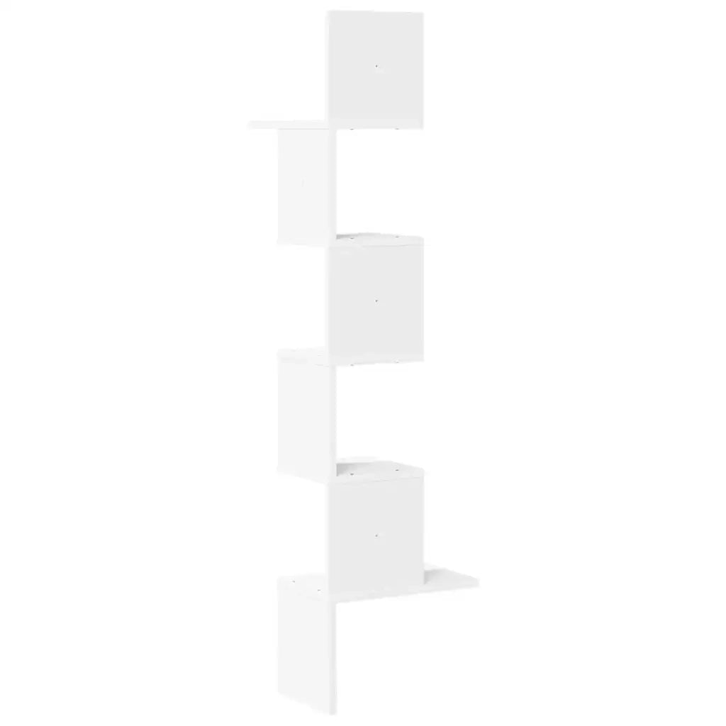 Scaffale Angolare Muro Bianco 32x32x127,5 cm Legno Multistrato 860517