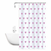 Trade Shop - Tenda Da Doccia Vasca Bagno Impermeabile 12 Ganci Con Cuori Rosa 240x200cm 87092 -